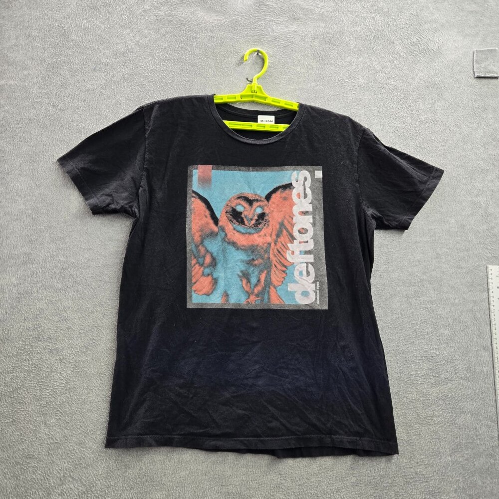 Deftones Men Shirt L Black Graphic Print Owl Diamond Eyes Tour Band Y2K